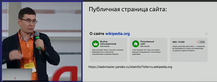Знаки на публичной странице в Яндекс Вебмастере